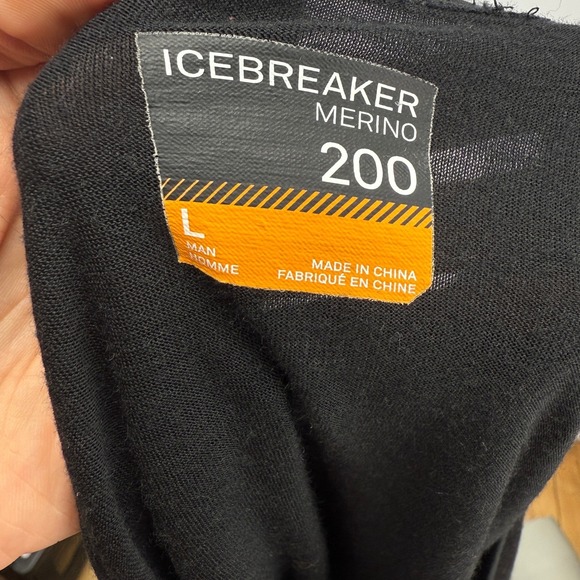 ICEBREAKER 200 Oasis Long Sleeve Crewe Merino Wool Thermal Men's Black Top L - Picture 8 of 10